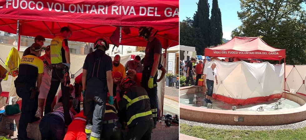 Bimba di 2 anni incastrata nello sfiato di una fontana, paura a Riva del Garda